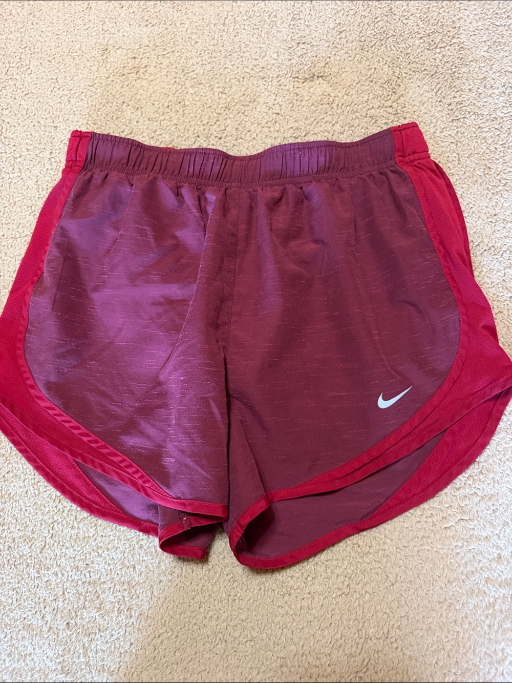 Nike Women’s Maroon and Red Athletic Running Shorts